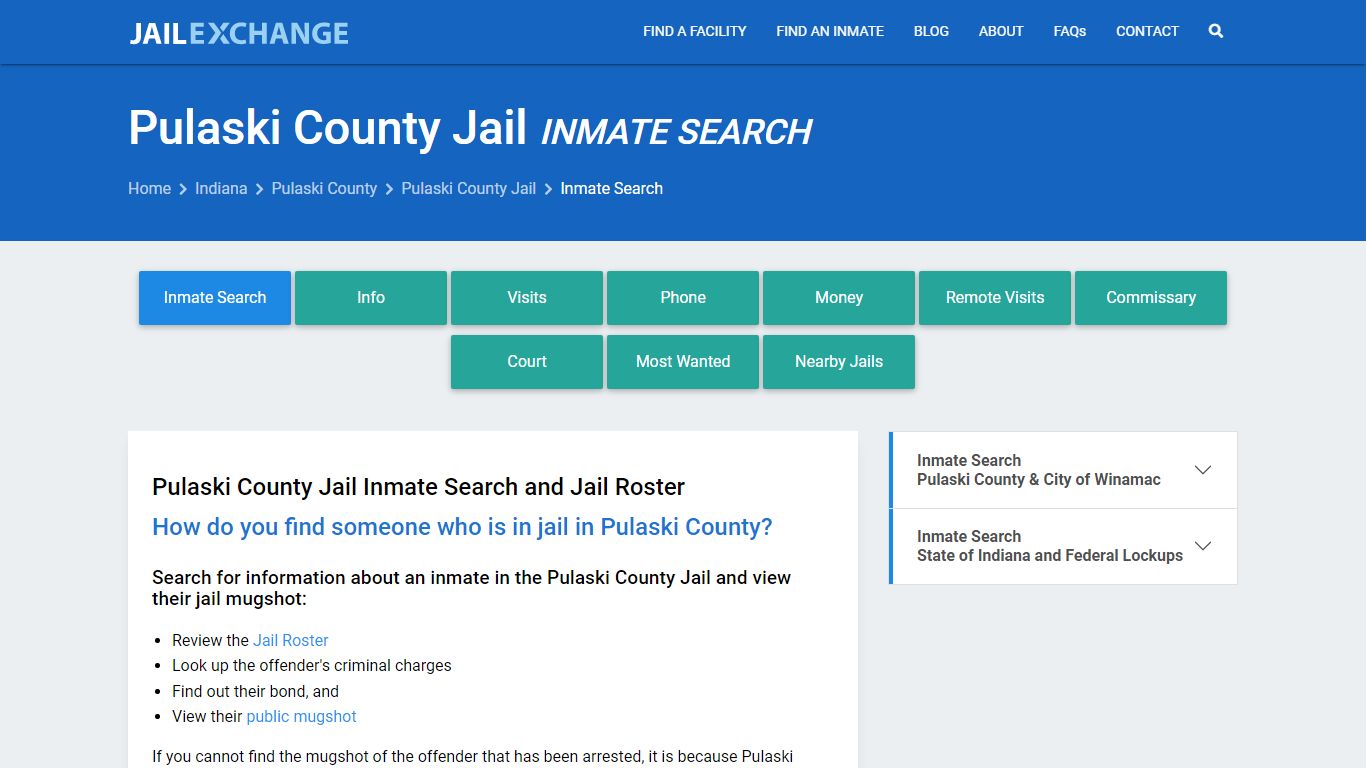 Inmate Search: Roster & Mugshots - Pulaski County Jail, IN - Jail Exchange